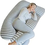 Pharmedoc Pregnancy Pillows, U-Shape Full Body Pillow -Removable Jersey Cotton Cover - Graphite - Pregnancy Pillows for Sleeping - Body Pillows for Adults, Maternity Pillow and Pregnancy Must Haves