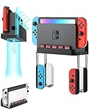 ZAONOOL Wall Mount for Nintendo Switch and Switch OLED, Metal Wall Mount Kit Shelf Accessories with 5 Game Card Holders and 4 Joy Con Hanger, Safely Store Switch Console Near or Behind TV, Black