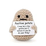 TOYMIS Mini Funny Positive Potato, 3 inch Knitted Potato Toy with Card Creative Cute Wool Inspirational Crochet Doll Cheer Up Gifts for Kids Easter Egg Fillers Friends Party Decoration Encouragement