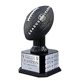 TrophySmack Perpetual Fantasy Football Trophy - Customizable Championship Trophy Award Winner | Free Engraving up to 16 Years Past Winners, 15 Inch Tall (Black)