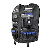 Niche Safety Tool Vest with Adjustable Straps, Tool Pockets, Belt Loops and Reflective Stripes, Heavy Duty Work Vest for Carpenter Construction Electricians Plumber Home Repair TL-6202