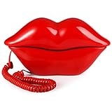 Suwimut Red Mouth Telephone, Wired Novelty Cute Sexy Lip Phone, Real Corded Lip Shaped Landline Phone Desk Corded Phone for Home Hotel Office Decor Gift