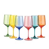 KOXIN-KARLU Unbreakable Classic 18 ounce All-Purpose Plastic Stem Wine Glasses Acrylic Glasses, set of 6 Multicolor