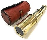 Solid Brass Handheld Telescope 6' - Nautical Pirate Spy Glass with Free case