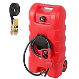 GAOMON Fuel Caddy, 15 Gallon Portable Gas Fuel Tank Container with LE Fluid Transfer Siphon Pump and 10ft. Delivery Hose, Diesel Storage Can On-Wheels for Cars, Lawn Mowers, ATVs, Boats
