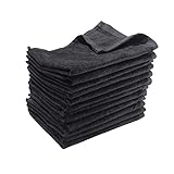 GEORGIABAGS 3-Pack Fingertip Hand Terry Towels, 100% Cotton, 11'x18', Hemmed Fingertip Towel, Sport Towel Terry Hemmed Towels (3, Black)