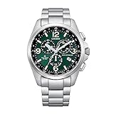 Citizen Men's Promater Land Eco-Drive Stainless Steel Chronograph Watch, Atomic Timekeeping, Power Reserve Indicator, Luminous Hands and Markers, Sapphire Crystal, Green Dial (Model: CB5921-59X)