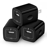 Wall Charger Cube,1A/5V Single Port USB Plug 3 Pack Travel Black Charging Block Box Adapter Compatible Phone,Samsung Galaxy S24 S23 A21 A51 A71 S20 S10 S9 S8,A10e,Note20/10,Moto G7 G6,LG Stylo 6/5/4