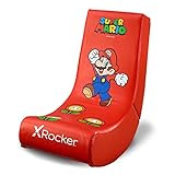 X Rocker Super Mario Video Gaming Floor Chair, Official All-Star Edition Nintendo Collectible, Faux Leather, Foldable, 5000001, 33.46' x 16.14' x 25.59', Mario Red