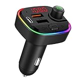 OHITEC Bluetooth FM Transmitter for Car, QC3.0 & USB-C PD 18W Quick Charger & 7 Colors LED Backlit Car Radio Bluetooth Adapter, MP3 Music Player with EQ Mode, 2 USB Port, Support USB Disk