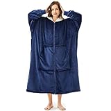 JOYWOO Oversized Wearable Blanket Hoodie, Hoodie Sweatshirt Blanket for Adults Women Men, Gift, Cozy and Fuzzy Sherpa Hoodie Blanket with Zipper and Giant Pocket Blue