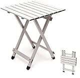 SUNNYFEEL Folding Camping Table - Lightweight Aluminum Portable Picnic Table, 18.5x18.5x24.5 Inch for Cooking, Beach, Hiking, Travel, Fishing, BBQ, Indoor Outdoor Small Foldable Camp Tables