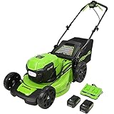 Greenworks 2 x 24V (48V) 21' Brushless Cordless Self-Propelled Lawn Mower, (2) 5.0Ah USB Batteries (USB Hub) and Dual Port Rapid Charger Included