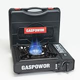 GASPOWOR 1-Burner Butane Stove,10000 BTU Single Burner with Carry Case,Automatic ignition Camping Stove,Portable Gas Stove,Precise Flame Control,Camp Stove for Outdoor Cooking, Camping,RV (StoveOnly)