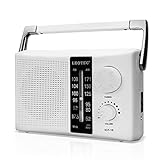 LEOTEC AM FM Radio Transistor Radio Battery or AC Powered with Excellent Reception,Good Sounds Large Speakers,Big and Precise Tuning Knob,Earphone Jack White