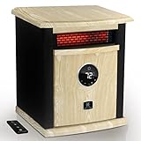 Heat Storm Portable Electric Space Heater, 1500-Watt Cabinet Infrared Quartz Element Heater With Digital Thermostat, Remote Control, washable Filter Modern Design (Beige), 17x14x12 in