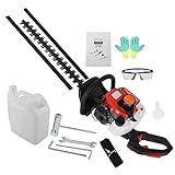 24-Inch Cordless Hedge Trimmer with Dual Action Blade, 26cc Gas Powered Hedge Trimmer Bush Trimmer 2-Stroke Fuel-efficient Low Voice Gas Bush Cutter Red