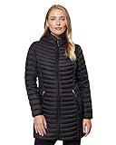 32 Degrees Women's Ultra-Light Packable Down 3/4 Long Puffer Jacket, Black, Medium