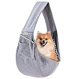 FDJASGY Small Pet Sling Carrier-Hands Free Reversible Pet Papoose Bag Tote Bag with a Pocket Safety Belt Dog Cat for Outdoor Travel Charcoal Gray