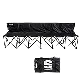 Franklin Sports Sideline Team Bench - Folding 6 Person Bench for Seating - Soccer + Sport Team Collapsible 6 Chair Bench for Kids + Adults - 6 Seat Bench Black