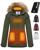 Women Graphene Heated Jacket Battery Pack Charger Coat Heating Apparel Winter Outdoor Ice Fishing Gear Essentials Travel Must Haves Supplies Hunting Equipment Skiing Necessities Warmer Gifts Green
