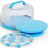 Cake Cupcake Carrier with Lid and Handle + Cake Stand Plate with Dome | 10' Round Cake Container Holder with Cover | Plastic Pie Carrier Cake Storage Container | Bunt Keeper Platter Tray for Transport