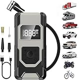 Portable Tire Inflator Air Compressor, 150PSI Rechargeable Cordless Smart Air Pump for Car Tires with Digital LCD Display, 4X Faster Auto Electric Bike Pump Tire Pump for Car, Motorcycle, Truck