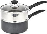T-fal Specialty Nonstick Double Boiler 3 Quart Oven Broiler Safe 350F Cookware, Pots and Pans, Dishwasher Safe Silver/Black