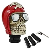 Arenbel Skull Shifter Lever Racing Knob Replacement Pilot Skeleton Gear Shift Stick Handle Fit Most Manual Automatic Transmission Cars, Red