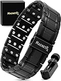 MagnetRX® 3X Strength Magnetic Bracelets for Men – Effective Titanium Mens Magnetic Bracelet – Premium Fold-Over Clasp & Adjustable Length with Sizing Tool & Gift Box (Black)