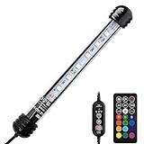 NICREW Submersible RGB Aquarium Light, Underwater Fish Tank Light with Timer, Multicolor LED Light with Remote Controller, 7 Inches