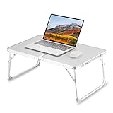 Foldable Laptop Table for Bed, SUVANE Lap Desk Bed Desk, Breakfast Serving Bed Tray, Portable Mini Picnic Table Storage Space Laptop Desk Reading Holder(Gray)