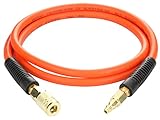 YOTOO Hybrid Lead-In Air Hose 1/4-Inch by 10-Feet 300 PSI Heavy Duty, Lightweight, Kink Resistant, All-Weather Flexibility with 1/4-Inch Industrial Air Fittings and Bend Restrictors, Orange