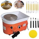 Pottery Wheel Forming Machine 25cm/9.8' Electric Pottery Wheel with Foot Pedal DIY Machine for School Teaching, Children's Ceramic Teaching,Pottery bar 110V 350W (Orange)