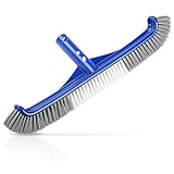 Pool Brush Head, 17.5' Pool Brushes for Cleaning Pool Walls, Curved Ends High-Efficiency Pool Scrub Brush,Premium Nylon Bristles Pool Brush with EZ Clip