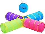 Hide N Side Kids Play Tunnels, Indoor Outdoor Crawl Through Tunnel for Kids Dog Toddler Babies Children, Pop up Tunnel Gift Toy (Multi, 4 Way)