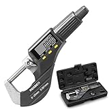REXBETI Digital Micrometer, Professional Inch/Metric Measuring Tools 0.00005'/0.001 mm Resolution Thickness Gauge, Protective Case with Extra Battery