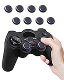 Fosmon Analog Stick Joystick Controller Performance Thumb Grips for PS4, PS3, Xbox ONE, ONE X, ONE S, 360, Wii U Compatible with Nintendo Switch Pro - Black & Blue (Set of 8)