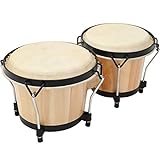 MUSICUBE Bongo Drum Set, 6” and 7” Percussion Instrument, Wooden and Metal Drum for Adult Kids Beginners Professionals with Tuning Wrench