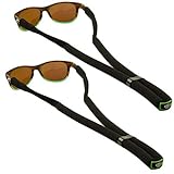 DriftFish Floating Sunglass Strap | Float your Sunglasses and Glasses | Neoprene Adjustable Eyewear Retainer | Black (Pack of 2)