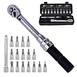 Bike Torque Wrench Set - 2 to 20 Nm – 1/4 Inch Driver Pro MTB Bicycle Maintenance Torque Wrench Kit Tool for Road Mountain Bikes Motorcycle Multitool