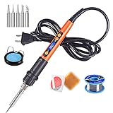 Soldering Iron Kit, 90W LCD Digital Soldering Gun, Portable Solder Iron with Adjustable Temperature Controlled and Fast Heating Ceramic Thermostatic Design, On/Off Switch, 9pcs Soldering Kit