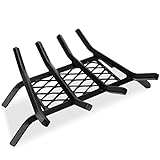 G GOOD GAIN Fireplace Grate with Ember Retainer, 15.5' Heavy Duty Cast Iron Indoor, Chimney Hearth Wood Stove Burning Rack Holder,1/2” Bar Fire Place Asseccories for Outdoor, Fire Pits, Camping.