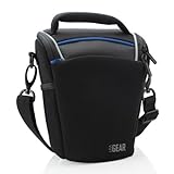 USA Gear DSLR Camera Case for Men and Women with Top Loading Accessibility, Adjustable Shoulder, Small Camera Sling Bag, Travel Padded Handle - Camera Holster Bag for Nikon, Canon, Panasonic (Black)