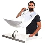 Beard King Beard Bib Apron for Men - the Original Cape As Seen on Shark Tank, Mens Hair Catcher for Shaving, Trimming - Grooming Accessories & Gifts for Dad or Husband - 1 Size Fits All, WHITE