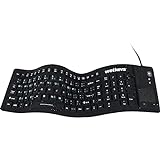 WetKeys 'Flex Touch Full-Size Flexible Silicone Waterproof Keyboard with Touchpad and ON/Off Switch (USB) (Black) | KBWKFC103STi-BK