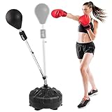 Yes4All Punching Bag with Stand, Adjustable Height, Boxing Equipment with PU Leather Speed Reflex Ball, Home Gym MMA Training
