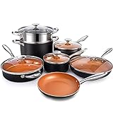 MICHELANGELO Pots and Pans Set, Ultra Nonstick Copper Cookware Set 12 Piece with Healthy & PFOA-Free Ceramic Titanium Coating, Essential Cookware Sets, Copper Pots and Pans Set Nonstick