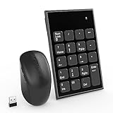 Wireless Number Pad and Mouse, 19 Keys Portable Ultra Slim 2.4GHz 10 Key USB Keypad and 3 Adjustable DPI Silent Mouse Set for Laptop, Notebook, Desktop, PC Computer - Use One USB Receiver