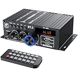 LiNKFOR Stereo Audio Power Amplifier with Bluetooth 5.0 Receiver 40W x 2 Wireless Audio Amplifier Support Multi Inputs with LCD Display Remote Control Bluetooth Stereo Amplifiers with Power Supply